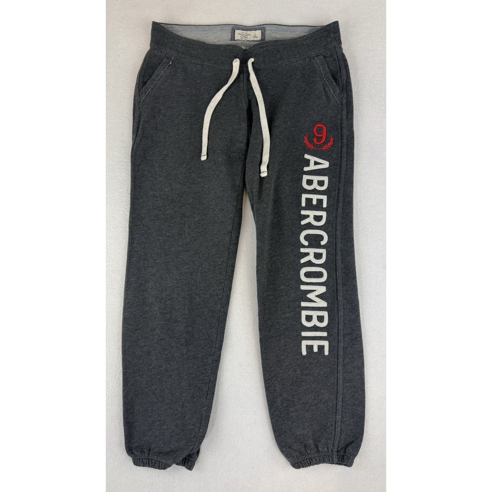 VTG Y2K Abercrombie & Fitch Gray Spellout 9 Sweatpants Joggers Sz Small New York